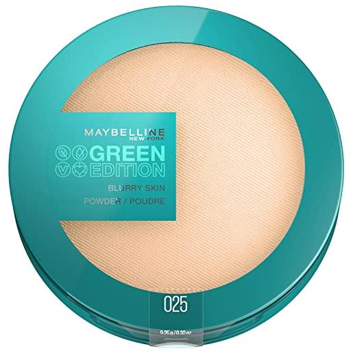 Maybelline new york - polvere di tinte opacizzante - arricchita con burro di mango montata - 97% di ingredienti di origine naturale - blurry skin green edition - tonalità: 025 - capacità: 9g