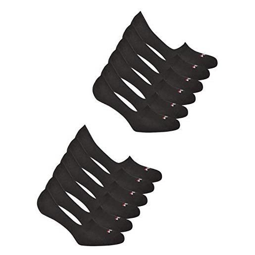 Fila 6 paia invisibile ghost calzini, unisex calzini corti, pedalini con silicone presa (2x pacco da 3) - nero, 39-42 (6-8 uk)