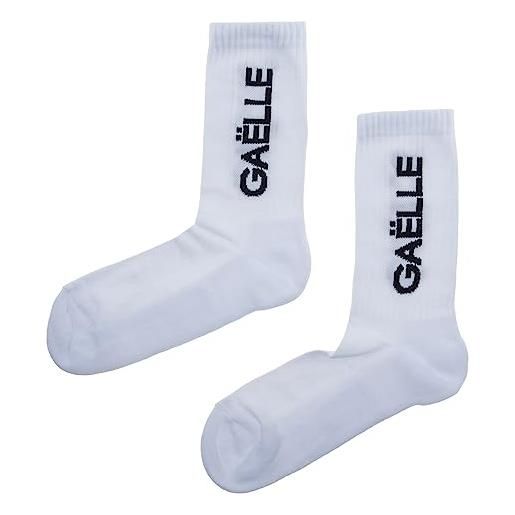 Gaelle calzini in spugna bianchi logo nero - unica, bianco