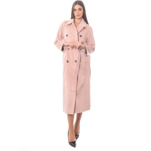 CAVALLI CLASS cappotto lungo doppio petto in lana rosa antico