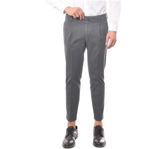 GABARDINE pantalone antracite capri con pence in cotone