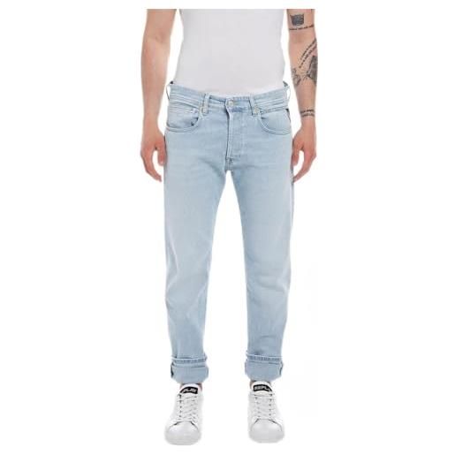 REPLAY jeans uomo grover straight fit in denim comfort, blu (superlight blue 011), w32 x l30