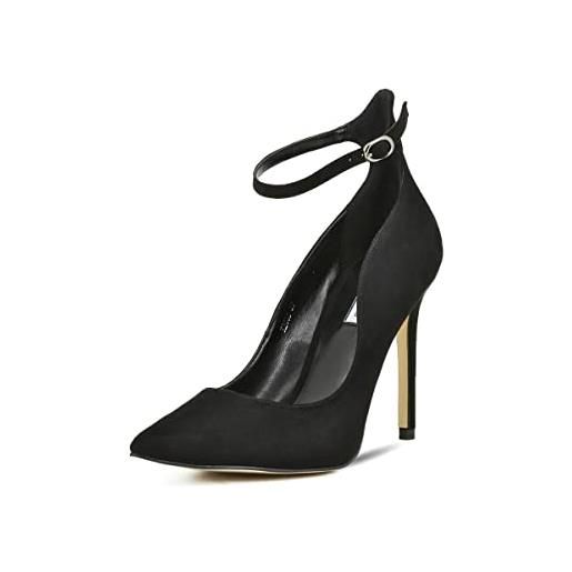 QUEEN HELENA scarpe eleganti con tacco a spillo decolte sandali a punta chiusa slingback dècollette donna k2002 (nero, numeric_39)