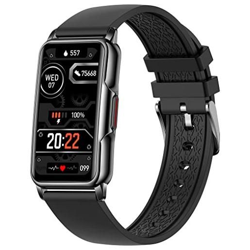 findtime fitness tracker, orologio da polso, grande display ip68, impermeabile, contapassi, frequenza cardiaca, pressione sanguigna, monitoraggio del sonno, colore: nero, silicone nero. , 