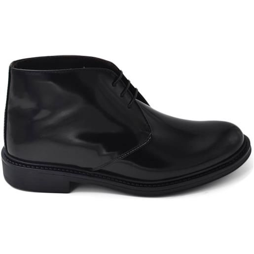 Malu Shoes polacchino uomo in vera pelle abrasivato nero caviglia comfort gomma sottile da professionista handmade in italy