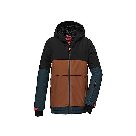 Killtec ragazzi giacca da sci/giacca funzionale con cappuccio e ghetta antineve, impermeabile ksw 126 bys ski jckt, black, 128, 39666-000