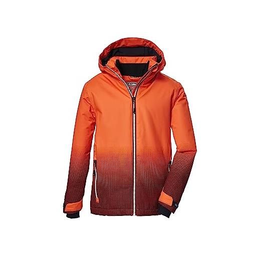 Killtec ragazzi la giacca da sci è una giacca impermeabile/funzionale con cappuccio e ghetta antineve ksw 177 bys ski jckt, neon pure orange, 152, 39899-000