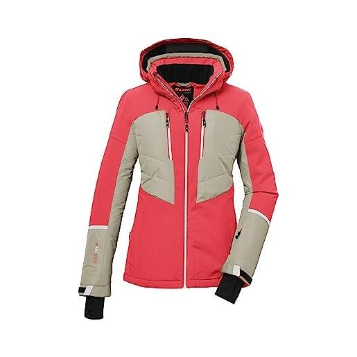 Killtec donne giacca da sci/giacca funzionale con cappuccio staccabile con cerniera e ghetta antineve ksw 87 wmn ski jckt, neon-coral, 38, 39750-000