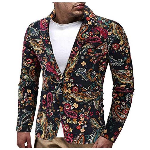 CreoQIJI giacche business uomo abito floreale abito slim fit abito elegante cappotto uomo uomo business cappotto, multicolore, m