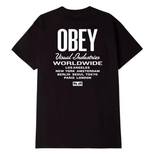 Obey visual ind. Worldwide - maglietta da uomo, nero , xl
