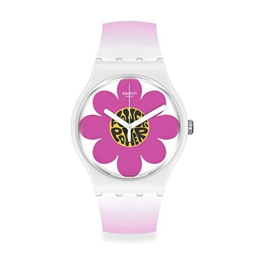 Swatch nuovo orologio al quarzo da fiore standard bioceramic da uomo, rosa