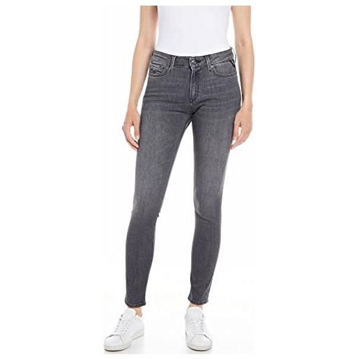 REPLAY jeans donna luzien skinny fit super elasticizzati, grigio (dark grey 097), w28 x l30