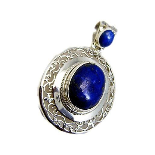 Jewelryonclick ciondolo in argento lapislazzuli genuino ciondolo blu pietra preziosa regalo per donna collana gioielli, pietra argento sterling argento, naturale-lapis lazuli