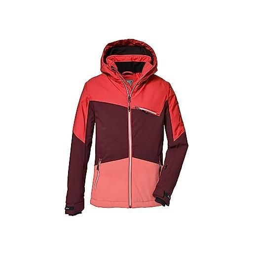 Killtec ragazze giacca da sci/giacca funzionale con cappuccio staccabile e paraneve, impermeabile ksw 182 grls ski jckt, coral, 128, 39904-000