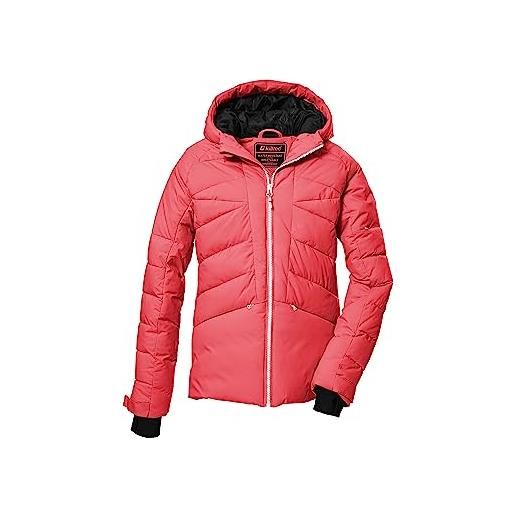 Killtec ragazze giacca trapuntata/giacca da sci con cappuccio e ghetta antineve ksw 116 grls ski qltd jckt, coral pink, 140, 39652-000