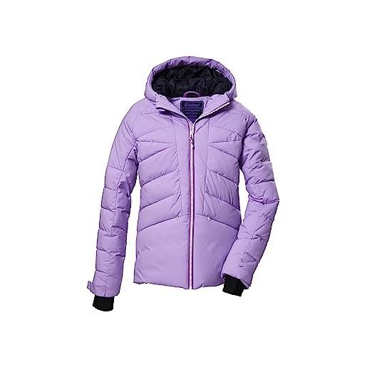 Killtec ragazze giacca trapuntata/giacca da sci con cappuccio e ghetta antineve ksw 116 grls ski qltd jckt, black blue, 140, 39652-000
