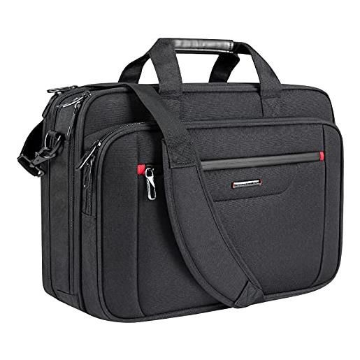 VANKEAN valigetta per laptop borsa per laptop premium adatta fino a 17,3 pollici borsa a tracolla per laptop borsa a tracolla idrorepellente espandibile per borsa per computer per affari/scuola-nero
