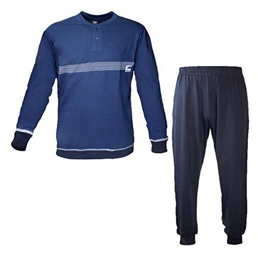 Enrico Coveri pigiama uomo cotone jersey manica lunga taglie comode calibrato ep8120 (jeans, 3xl)