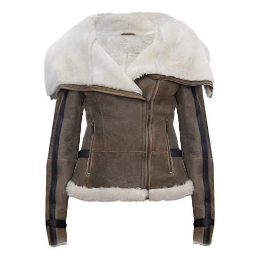 Infinity Leather giacca in pelle da motociclista pilota da aviatore in pelle di montone merino whisky marrone chiaro 2xl