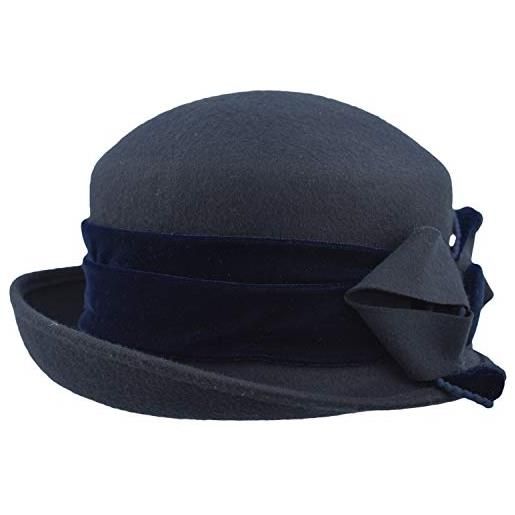 Cappelleria Melegari cappello donna elegante magda | feltro di lana impermeabile | autunno/inverno (nero)