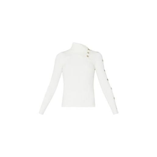 Liu Jo Jeans liu jo maglione a dolcevita donna, modello basic in misto viscosa, colore bianco lana bianco bianco lana