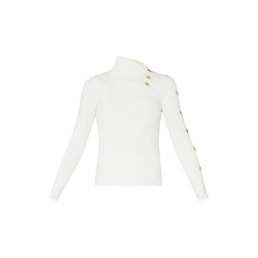 Liu Jo Jeans liu jo maglione a dolcevita donna, modello basic in misto viscosa, colore bianco lana bianco bianco lana