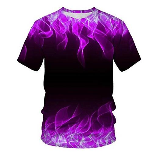 LGLZKA t-shirt unisex viola fiamma 3d stampa digitale a colori t-shirt da uomo a maniche corte felpa comoda top felpa coppia camicia, xl