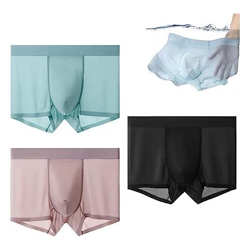 Yaepoip 3pcs mens ice silk underwear, men's ice silk breathable underwear, ultra thin ice silk mens underwear, ice silk boxers (#3, xl)