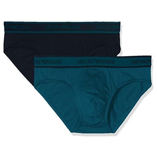 Emporio Armani underwear 2-pack brief boxer, nero (petrolio/marine 17534), small (pacco da 2) uomo