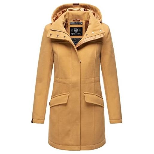 Marikoo giacca invernale da donna con cappuccio trenchcoat b888, marrone chiaro, m