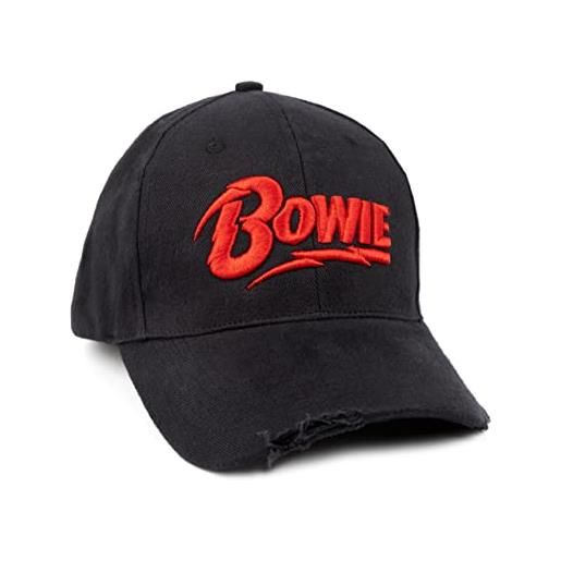 David Bowie bowie cap unisex adulti logo rosso cappello nero raw black one size taglia unica