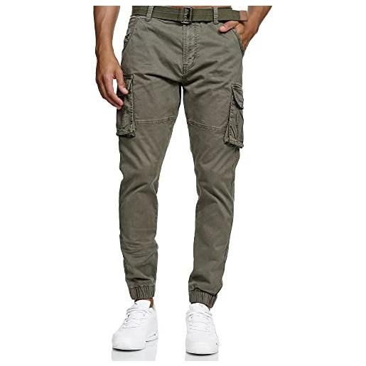 Indicode uomini kerr cargo pants | pantaloni cargo in 98% cotone inclusa cintura navy l