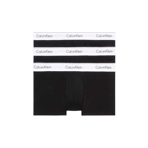 Calvin Klein boxer uomo confezione da 3 low rise trunks cotone elasticizzato, nero (black, black, black), m