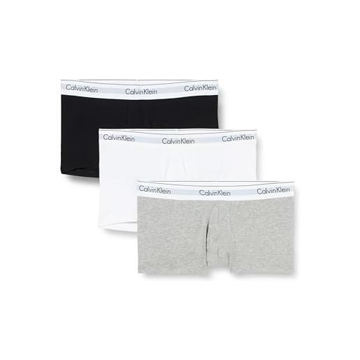 Calvin Klein boxer uomo confezione da 3 low rise trunks cotone elasticizzato, multicolore (black, white, grey heather), xl