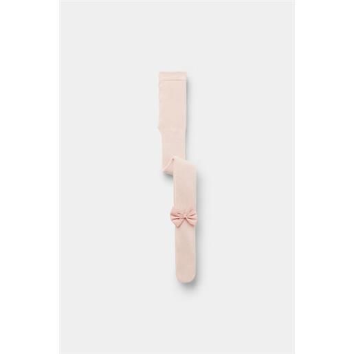 Calzedonia collant in cotone a costine con fiocco da bambina rosa