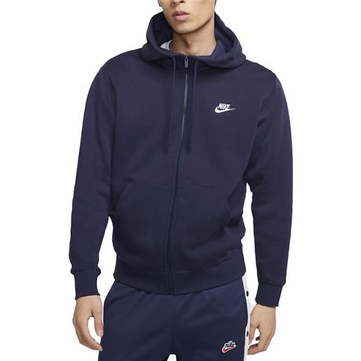 Nike felpa da uomo con cappuccio e full zip club fleece blu