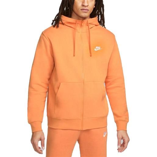 Nike felpa da uomo con cappuccio e full zip club fleece arancione