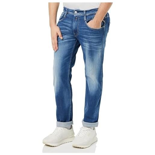 REPLAY m914y anbass super stretch_dark indigo jeans, medium blue 009, 36w / 36l uomo