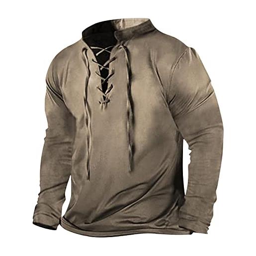 JMEDIC camicie da uomo t-shirt a maniche lunghe t-shirt casual basic tinta unita completo felpa manica contrasto (b, xl)