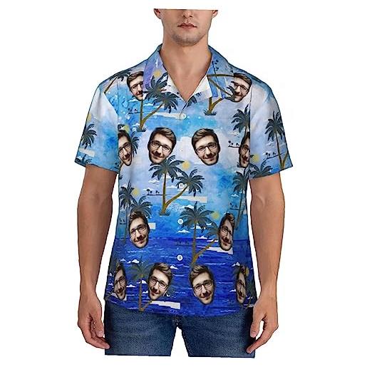 Naispanda camicie hawaiane con viso personalizzato camicia hawaiana floreale tropicale personalizzata con foto camicie hawaiane casual personalizzate per uomo fidanzato marito papà