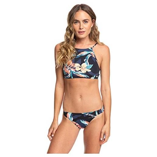 Roxy printed beach classics - set di bikini crop top da donna erjx203373 nero - antracite tropicoco s l