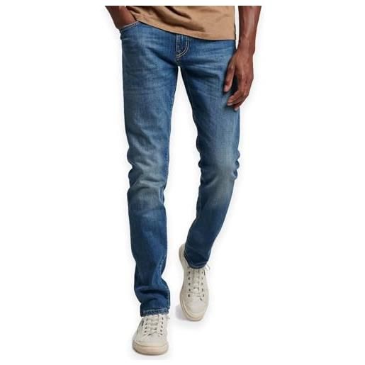 Superdry vintage slim jean pantaloni, mercer mid blue, 34 w uomo