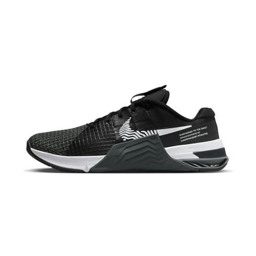 Nike metcon 8, men's training shoes uomo, black/white-dk smoke grey-smoke grey, 36.5 eu