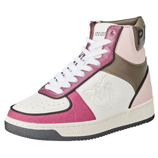 Pinko baltimore sneaker recycled pu, scarpe da ginnastica donna, zrn_multi. Bianco/bordeaux/rosa, 35 eu