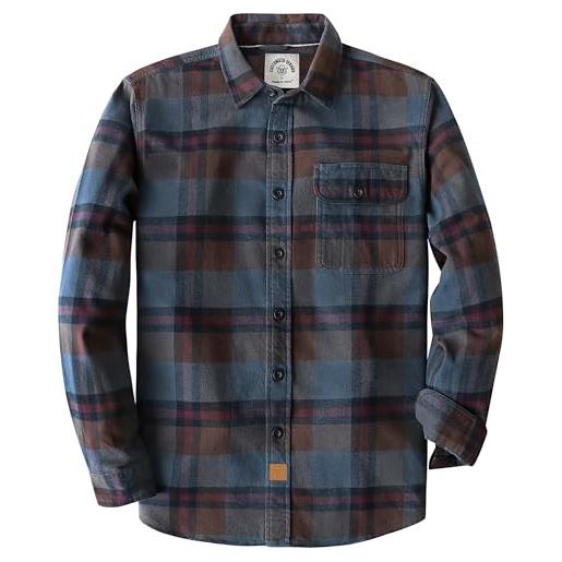 COOFANDY Camicia da uomo in flanella, a maniche lunghe, a quadri, per il tempo libero, per gli uomini, con tasche sul petto, Nero & Giallo, S
