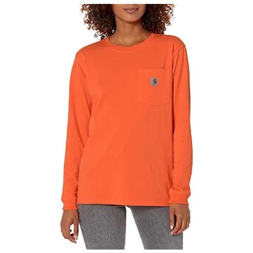 Carhartt maglietta da donna a maniche lunghe con taschino, brite orange, m
