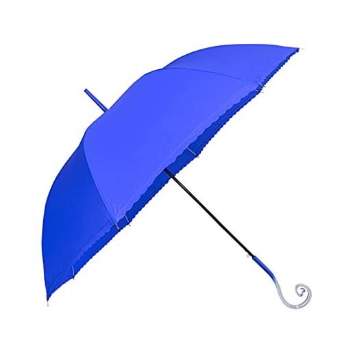 VIRSUS 1 ombrello lungo a palloncino resistente 8 stecche 9325 di colore blu, aste e struttura in fibra rinforzata automatico e impugnatura a forma di cuore per donna pioggia inverno