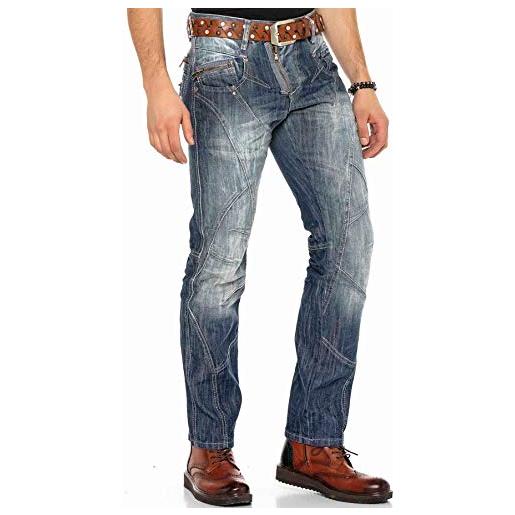Cipo & Baxx jeans da uomo regular-straight fit con cuciture a contrasto c-0751 blu 31w x 34l