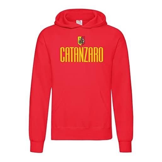 Settantallora - felpa cappuccio uomo rosso maglia inspirata allo stemma della città - tifosi catanzaro giallorossi - ideale per festeggiare la promozione in serie b taglia m