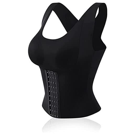 Nordterm 3-in-1 waist buttoned bra shapewear, waist trainer vest for women underbust corset body shaper (m, black)